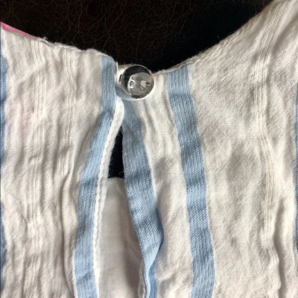 TOMMY BAHAMA girls Blue Stripe Sleeveless Swing Dress lined embroidery 12 months